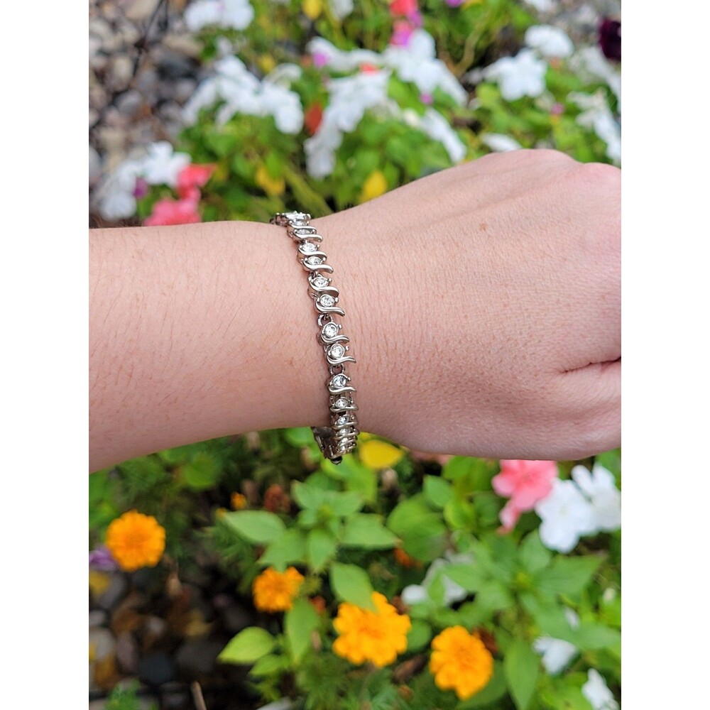 PARK LANE Clear Crystal S Link Tennis Bracelet 7 Inch